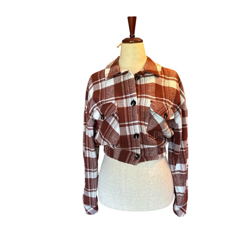 Vernacular Cropped Plaid Jacket | Button Front | Boxy‎ Fit | Size L